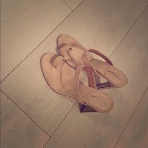 Boohoo Suede open toe mules. US Size 8